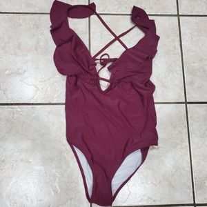 Cupshe HEART FALBALA ONE-PIECE SWIMSUIT